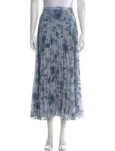 Pre-owned Erdem Floral Print Long Skirt In Blue