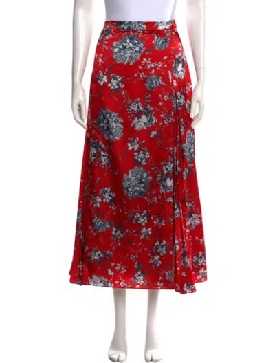 Pre-owned Erdem Floral Print Long Skirt In Red