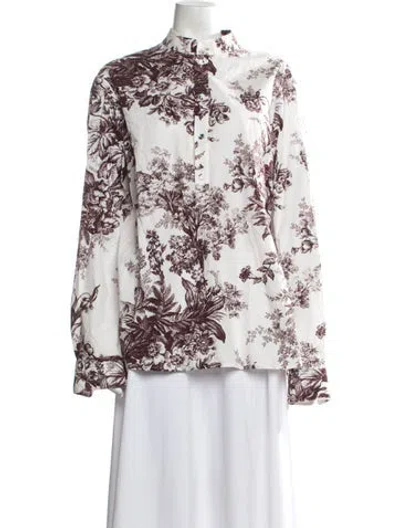 Pre-owned Erdem Floral Print Long Sleeve Blouse In Multi