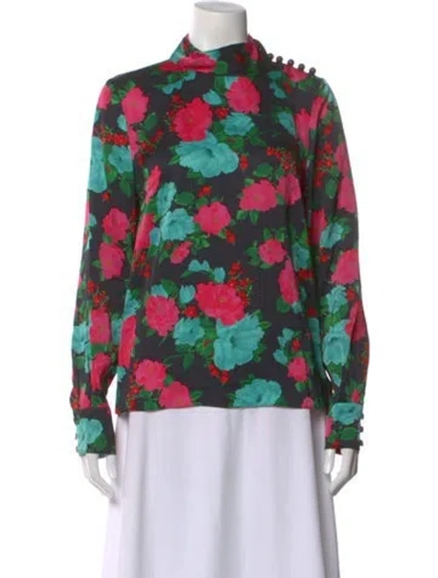 Pre-owned Erdem Floral Print Long Sleeve Blouse In Pink