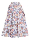 Erdem Womens Painted Rose White Floral Flared Cotton-blend Midi Skirt In Multi