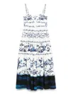 Erdem Tiered Floral-print Cotton-poplin Midi Dress In Blue