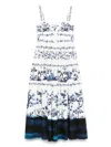 Erdem Tiered Floral-print Cotton-poplin Midi Dress In Blue