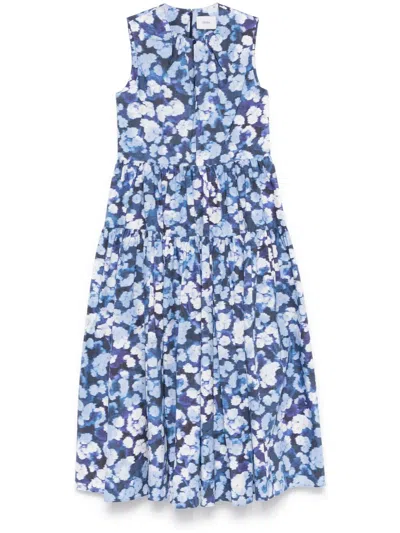 Erdem Midikleid Mit Blumen-print In Blau