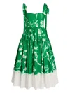 Erdem Strappy Floral Fit-flare Midi Dress In Green