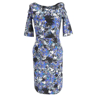 Erdem Floral Print Midi Dress In Blue Viscose