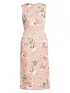 Erdem Floral Print Faille Sheath Dress In Pink