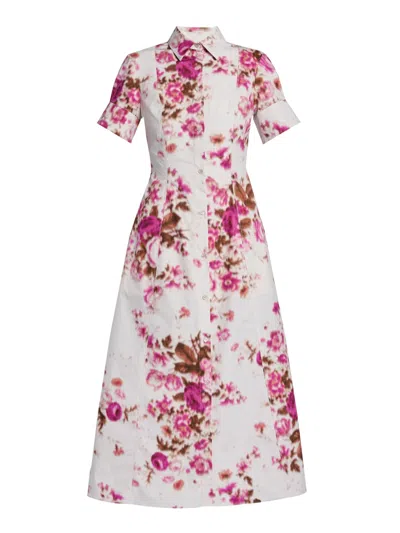 Erdem Floral Print Midi Dress In Pink