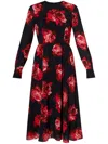 Erdem Floral Print Midi Dress In Schwarz