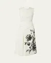 Erdem Floral Print Midi Dress In Violetta Etching Ecr