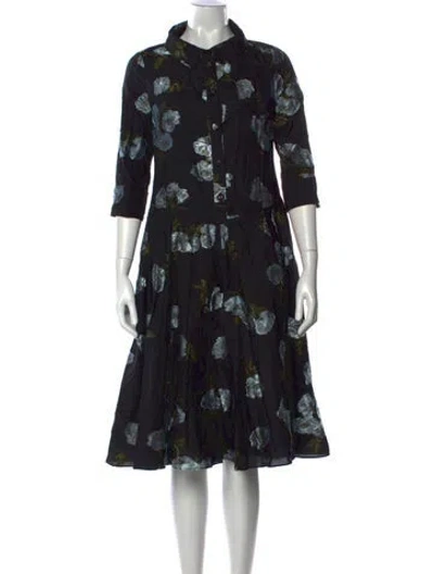Pre-owned Erdem Floral Print Midi Length Dress In Black