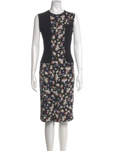 Pre-owned Erdem Floral Print Midi Length Dress In Black