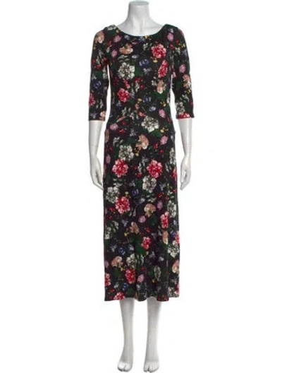 Pre-owned Erdem Floral Print Midi Length Dress In Black