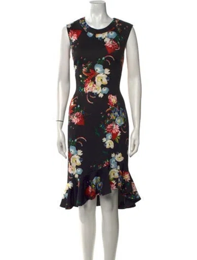 Pre-owned Erdem Floral Print Midi Length Dress In Black