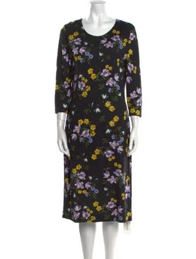 Pre-owned Erdem Floral Print Midi Length Dress In Black