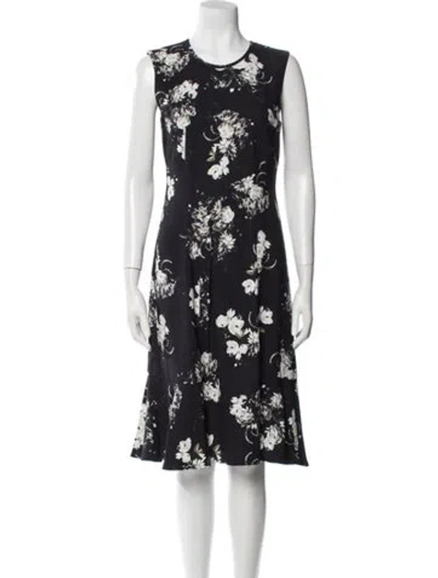 Pre-owned Erdem Floral Print Midi Length Dress In Black