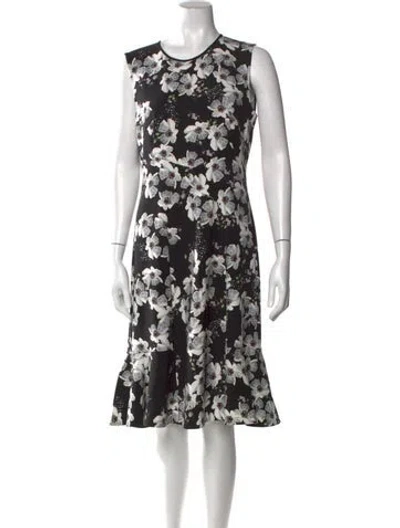 Pre-owned Erdem Floral Print Midi Length Dress In Black