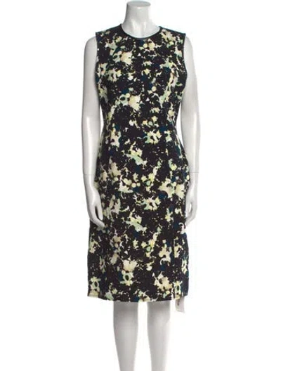 Pre-owned Erdem Floral Print Midi Length Dress In Black