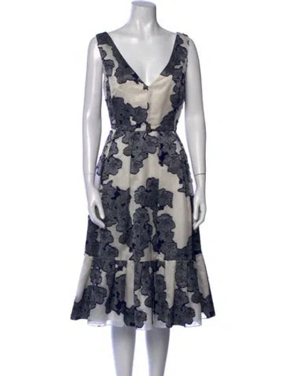 Pre-owned Erdem Floral Print Midi Length Dress In Black