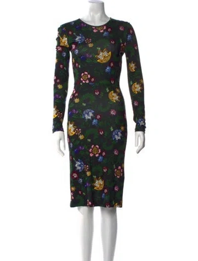 Pre-owned Erdem Floral Print Midi Length Dress In Black