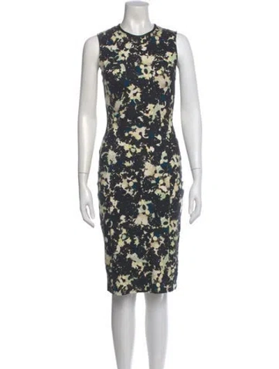 Pre-owned Erdem Floral Print Midi Length Dress In Black