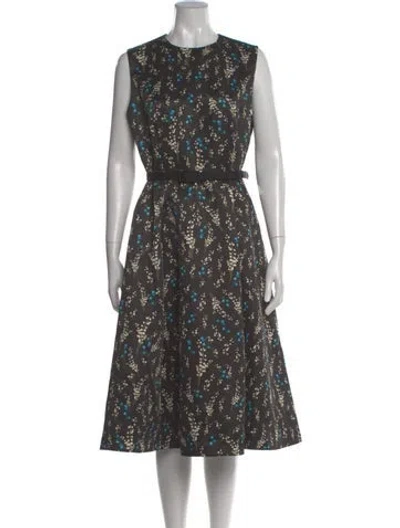Pre-owned Erdem Floral Print Midi Length Dress In Black