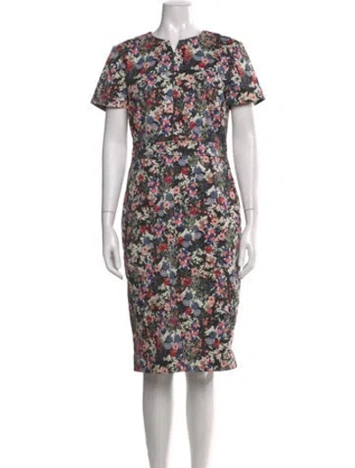 Pre-owned Erdem Floral Print Midi Length Dress In Black