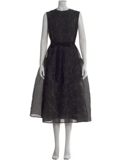 Pre-owned Erdem Floral Print Midi Length Dress In Black