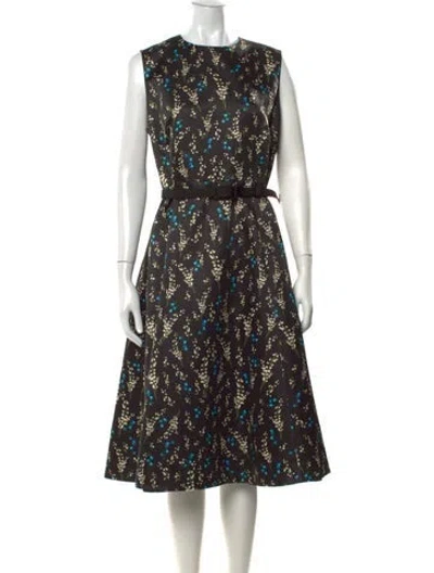 Pre-owned Erdem Floral Print Midi Length Dress In Black