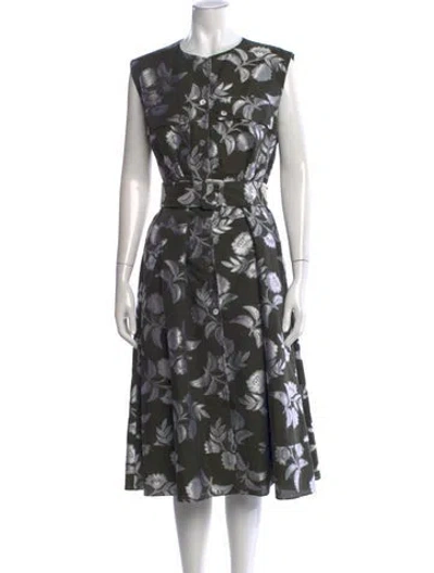 Pre-owned Erdem Floral Print Midi Length Dress In Black
