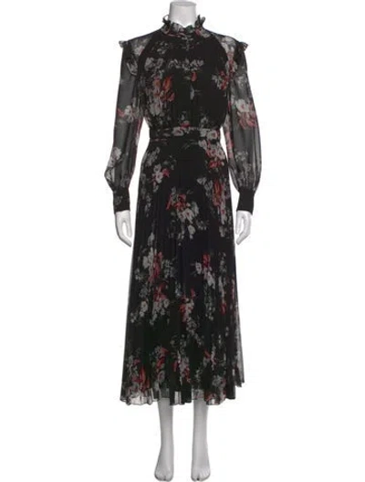 Pre-owned Erdem Floral Print Midi Length Dress In Black