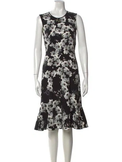 Pre-owned Erdem Floral Print Midi Length Dress In Black