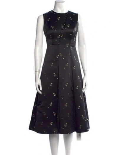 Pre-owned Erdem Floral Print Midi Length Dress In Black