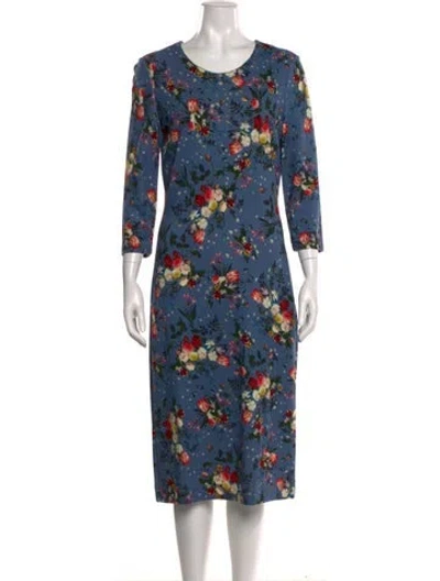 Pre-owned Erdem Floral Print Midi Length Dress In Blue