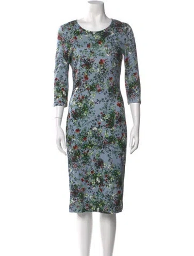 Pre-owned Erdem Floral Print Midi Length Dress In Blue