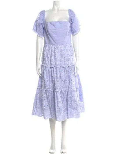 Pre-owned Erdem Floral Print Midi Length Dress In Blue