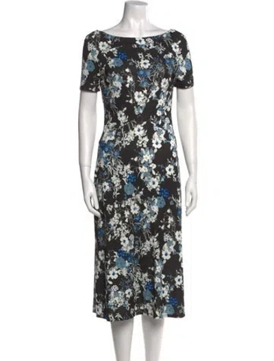 Pre-owned Erdem Floral Print Midi Length Dress In Blue