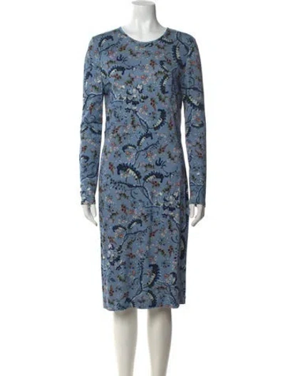 Pre-owned Erdem Floral Print Midi Length Dress In Blue