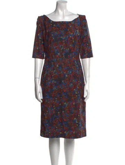 Pre-owned Erdem Floral Print Midi Length Dress In Blue