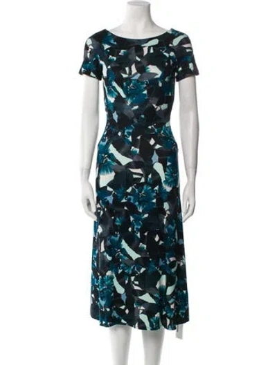 Pre-owned Erdem Floral Print Midi Length Dress In Blue