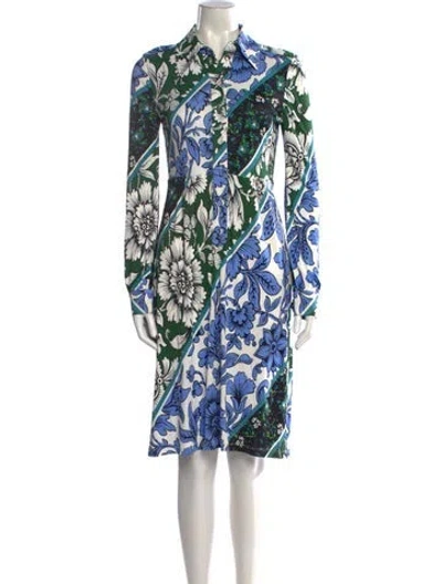 Pre-owned Erdem Floral Print Midi Length Dress In Blue