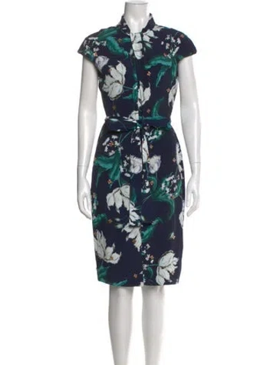 Pre-owned Erdem Floral Print Midi Length Dress In Blue