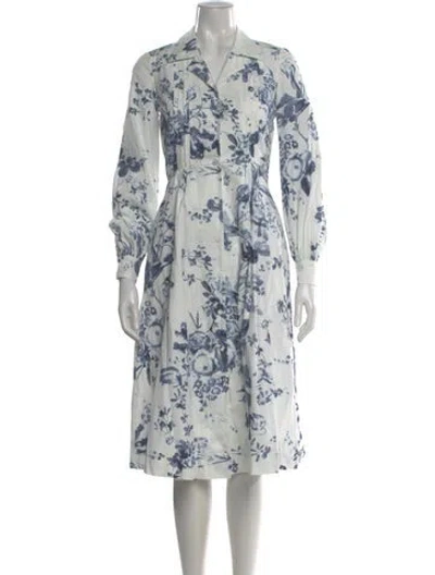 Pre-owned Erdem Floral Print Midi Length Dress In Blue