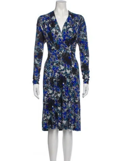 Pre-owned Erdem Floral Print Midi Length Dress In Blue