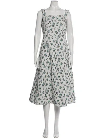 Pre-owned Erdem Floral Print Midi Length Dress In Blue