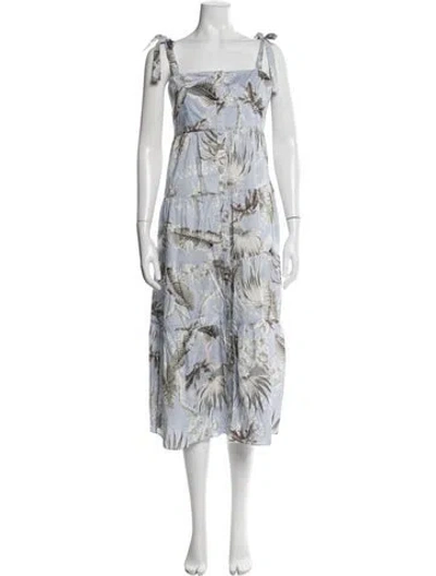 Pre-owned Erdem Floral Print Midi Length Dress In Blue