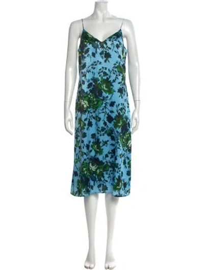Pre-owned Erdem Floral Print Midi Length Dress In Blue