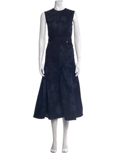 Pre-owned Erdem Floral Print Midi Length Dress In Blue