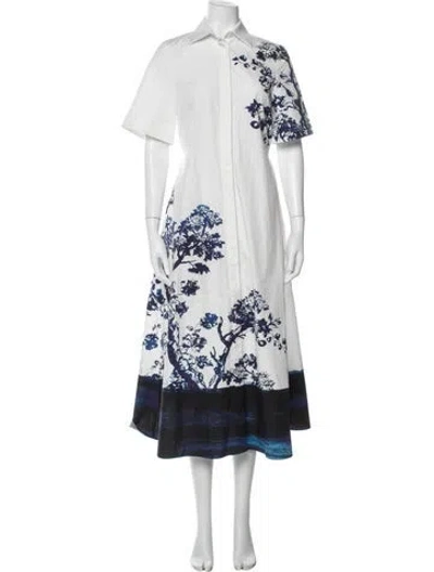 Pre-owned Erdem Floral Print Midi Length Dress In Blue