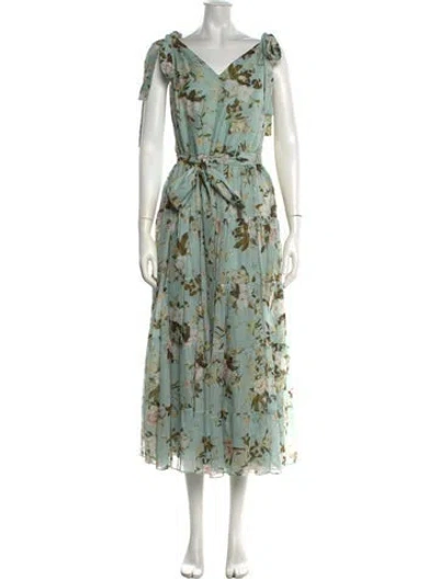 Pre-owned Erdem Floral Print Midi Length Dress In Blue